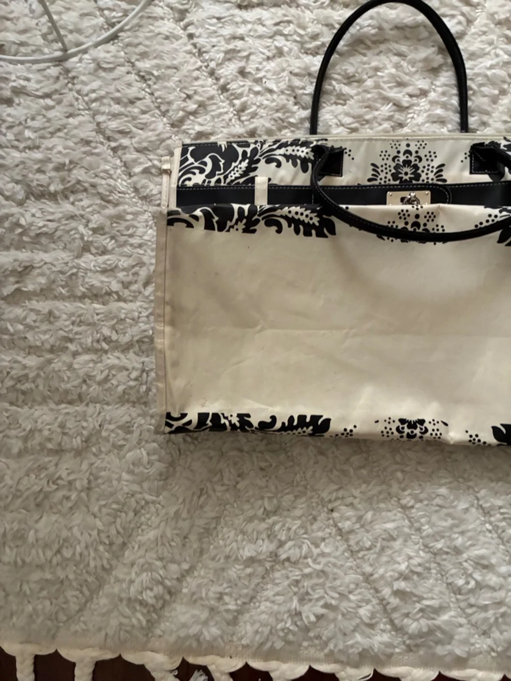 Elegant Murval Black and Cream Tote‎ Bag